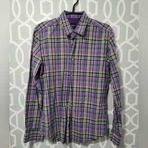 BOSS Men's Purple Plaid Shirt